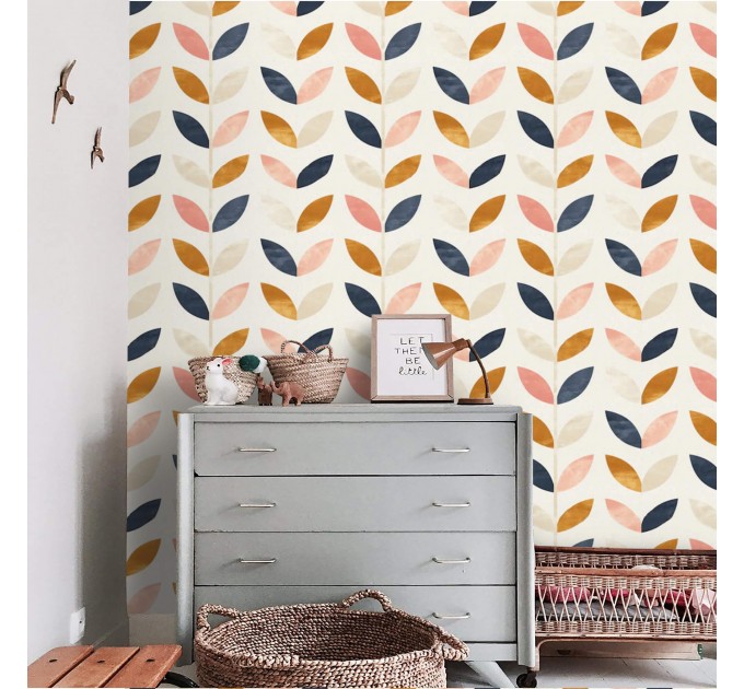 Boho wallpaper abstract leaves minimalist pattern