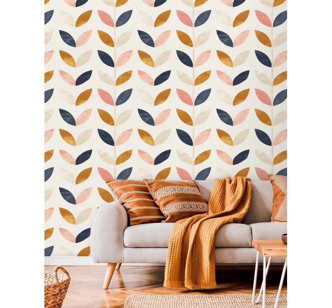 Boho wallpaper abstract leaves minimalist pattern