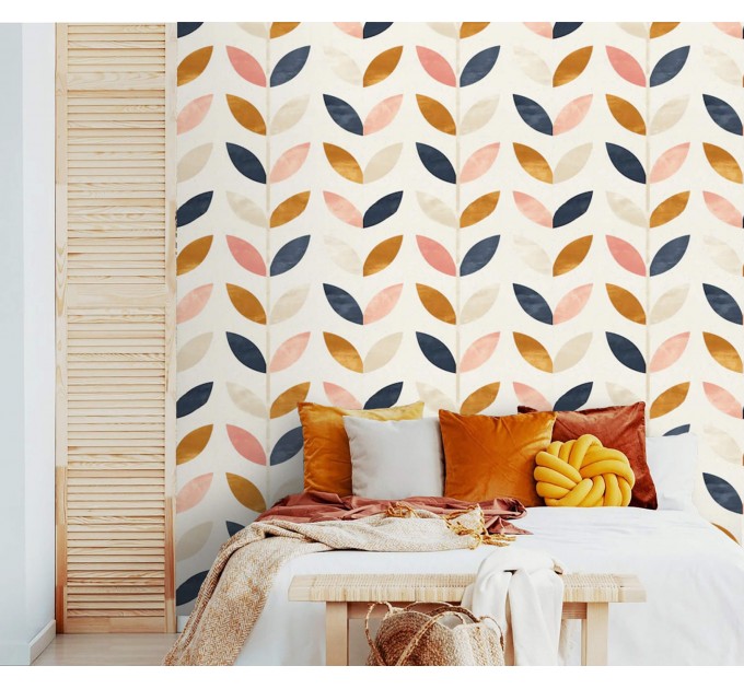 Boho wallpaper abstract leaves minimalist pattern