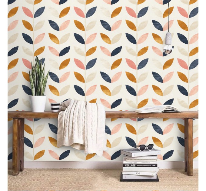 Boho wallpaper abstract leaves minimalist pattern