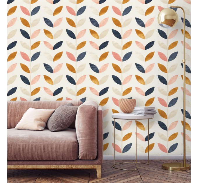 Boho wallpaper abstract leaves minimalist pattern