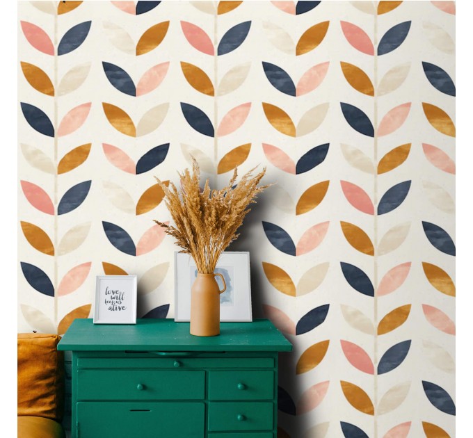 Boho wallpaper abstract leaves minimalist pattern