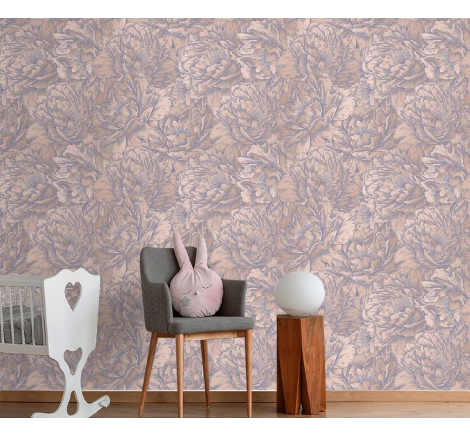 Large floral wallpaper Pastel mauve pink flowers