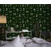 Dark green wallpaper butterflies. Whimsical retro design