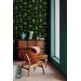Dark green wallpaper butterflies. Whimsical retro design