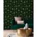 Dark green wallpaper butterflies. Whimsical retro design