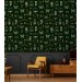 Dark green wallpaper butterflies. Whimsical retro design