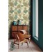 Botanical wallpaper with linear ginkgo leaves
