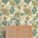 Botanical wallpaper with linear ginkgo leaves
