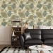 Botanical wallpaper with linear ginkgo leaves