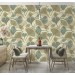 Botanical wallpaper with linear ginkgo leaves
