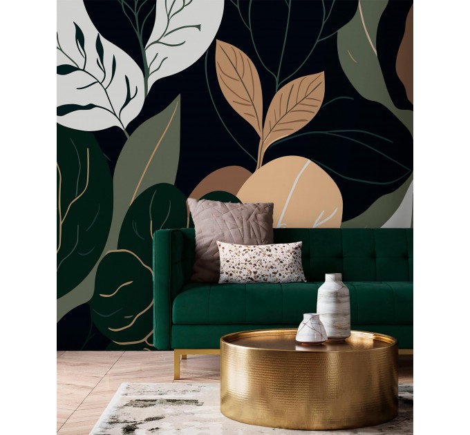 Large leaves wallpaper mural Abstract shapes