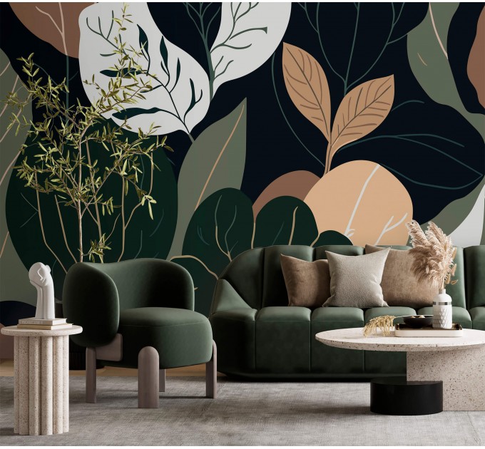 Large leaves wallpaper mural Abstract shapes