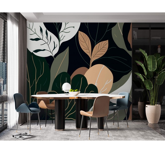 Large leaves wallpaper mural Abstract shapes