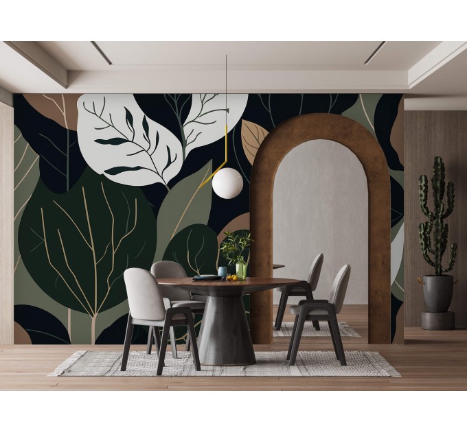 Large leaves wallpaper mural Abstract shapes