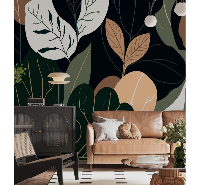 Large leaves wallpaper mural Abstract shapes