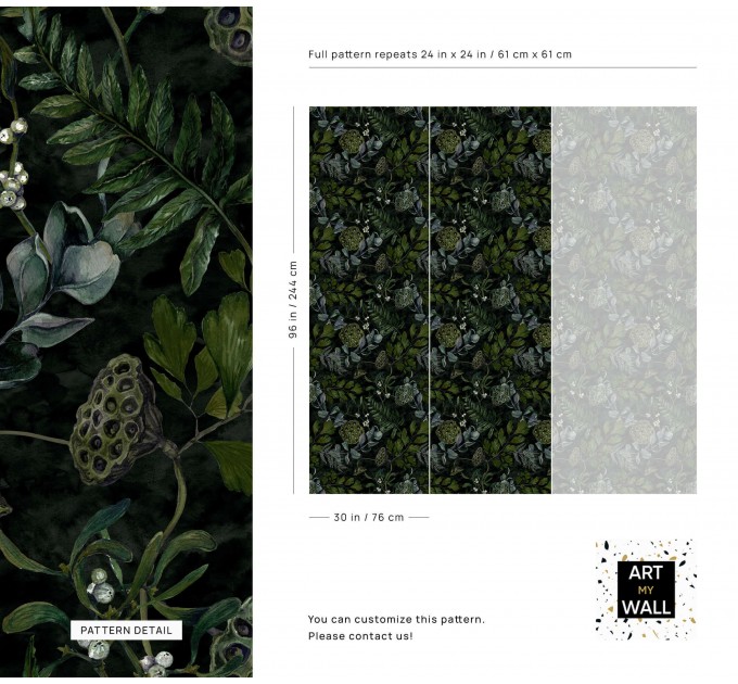 Dark botanical wallpaper moody leaves design
