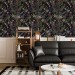 Dark floral wallpaper herbs and wildflowers
