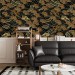 Dark wallpaper dragons on black oriental style