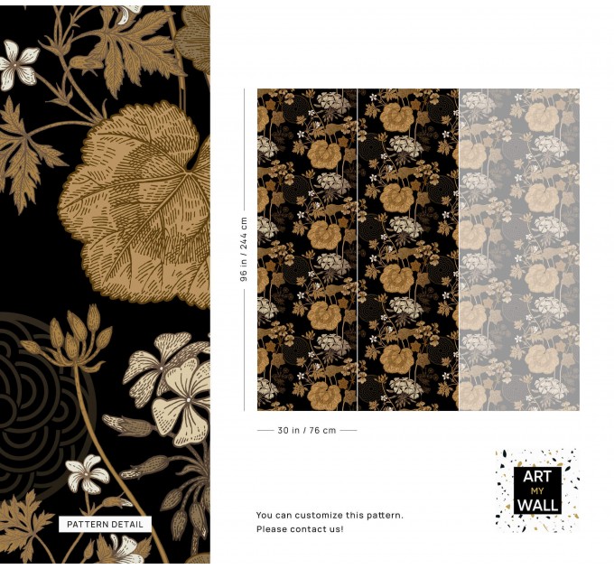 Dark floral wallpaper moody vintage design with flowers