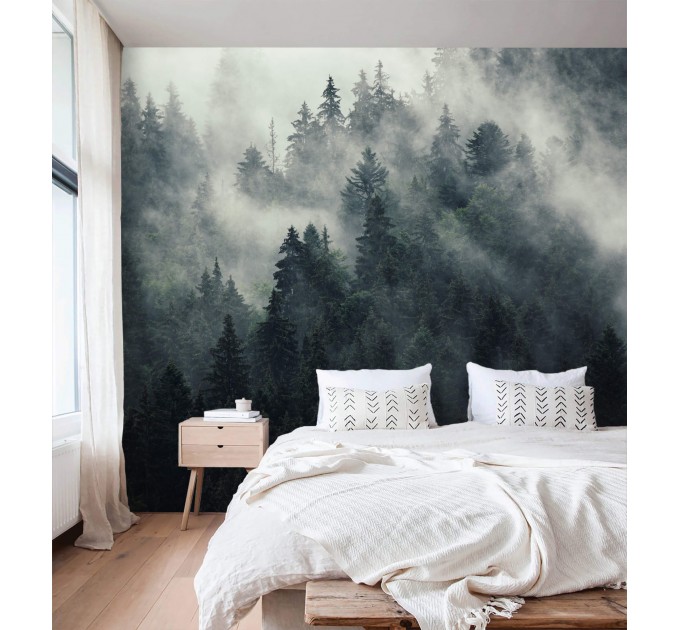Foggy forest wallpaper Nature landscape mural
