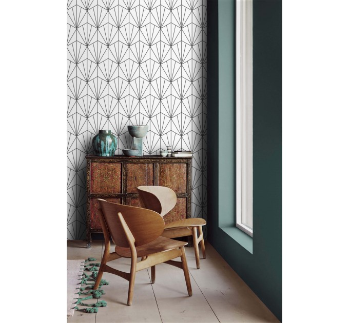 Geometric lines wallpaper minimalist black and white