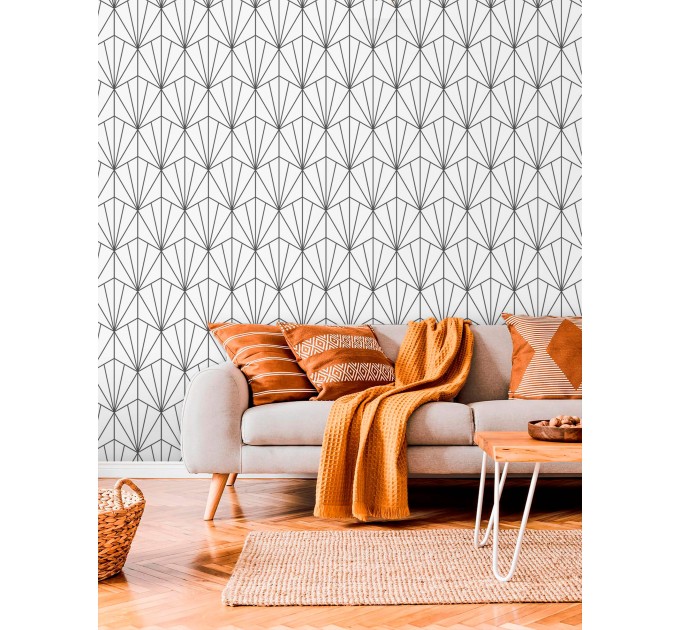 Geometric lines wallpaper minimalist black and white
