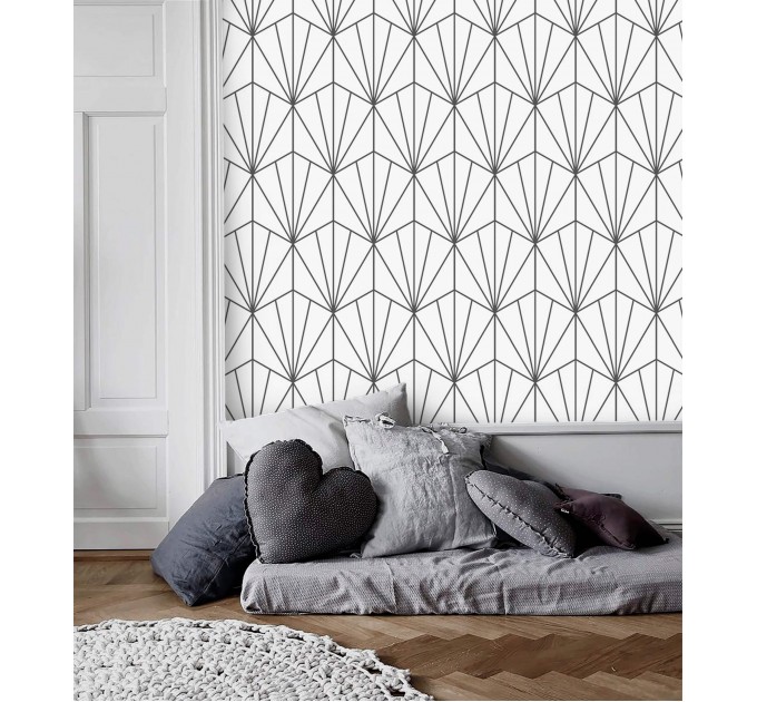 Geometric lines wallpaper minimalist black and white