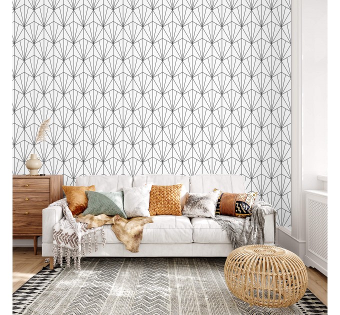 Geometric lines wallpaper minimalist black and white