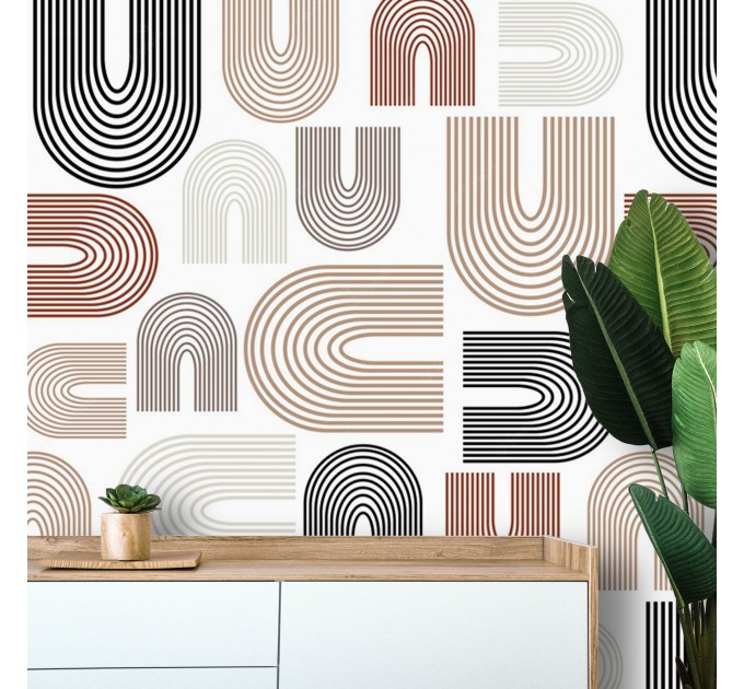 Minimalist neutral wallpaper abstract geometric lines