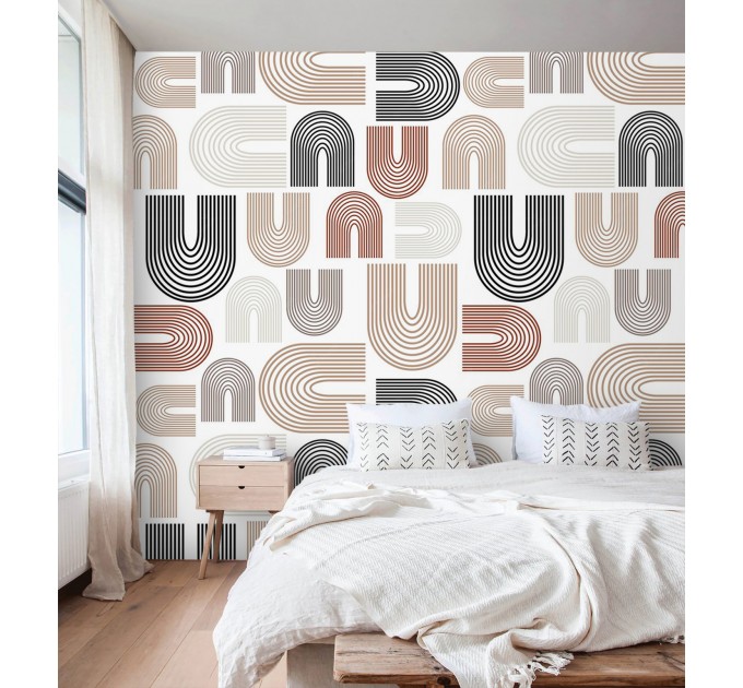 Minimalist neutral wallpaper abstract geometric lines