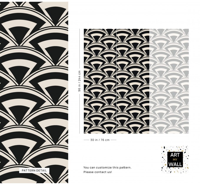 Art deco wallpaper black and white fans