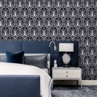 Art deco wallpaper fans geometric black and white