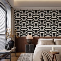 Art deco wallpaper black and white fans