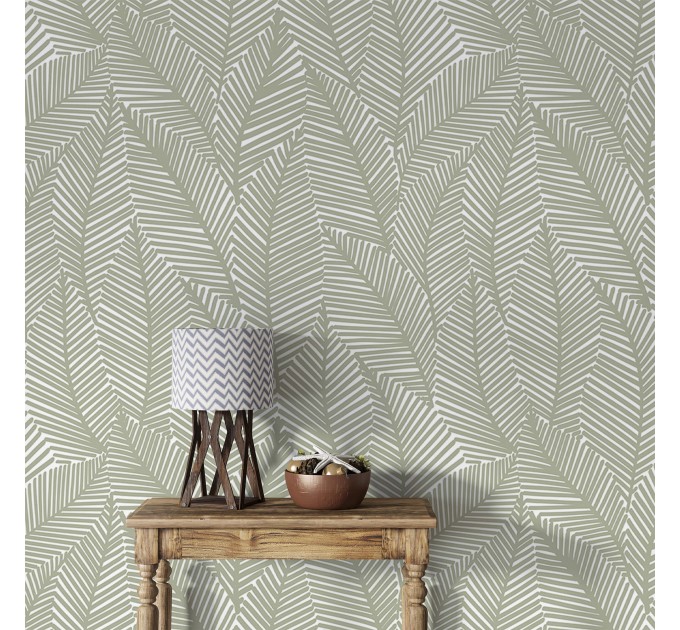 Neutral wallpaper minimalist leaves sage green