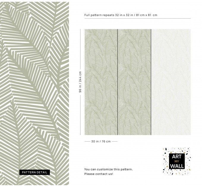 Neutral wallpaper minimalist leaves sage green
