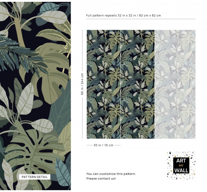 Dark botanical wallpaper Lush tropical leaves