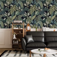 Dark botanical wallpaper Lush tropical leaves
