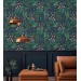 Dark floral wallpaper, accent wall wildflowers