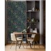 Dark floral wallpaper, accent wall wildflowers