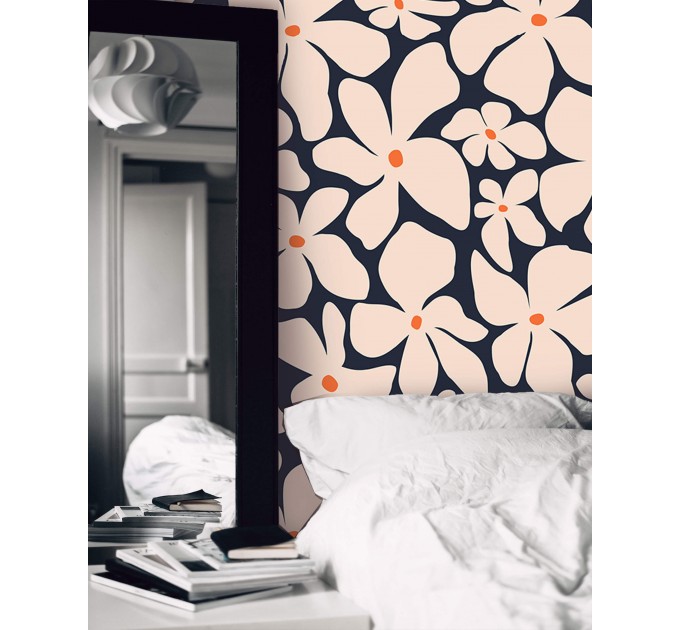 Bold floral wallpaper – Modern retro flower print