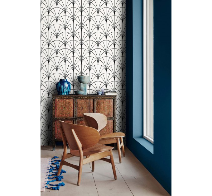 Art deco neutral wallpaper minimalist fans