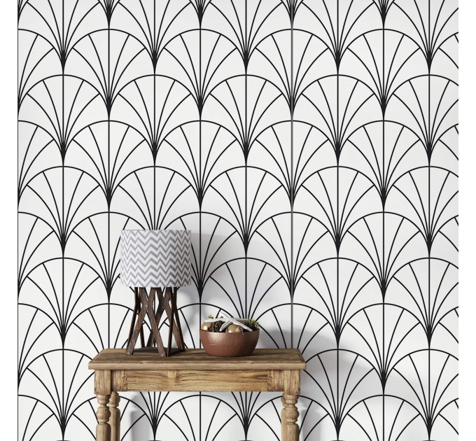 Art deco neutral wallpaper minimalist fans