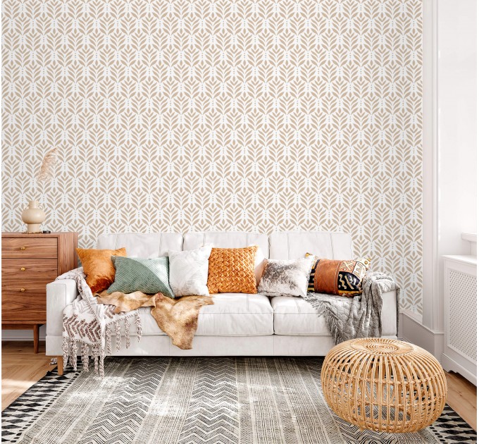 Modern boho leaf pattern wallpaper