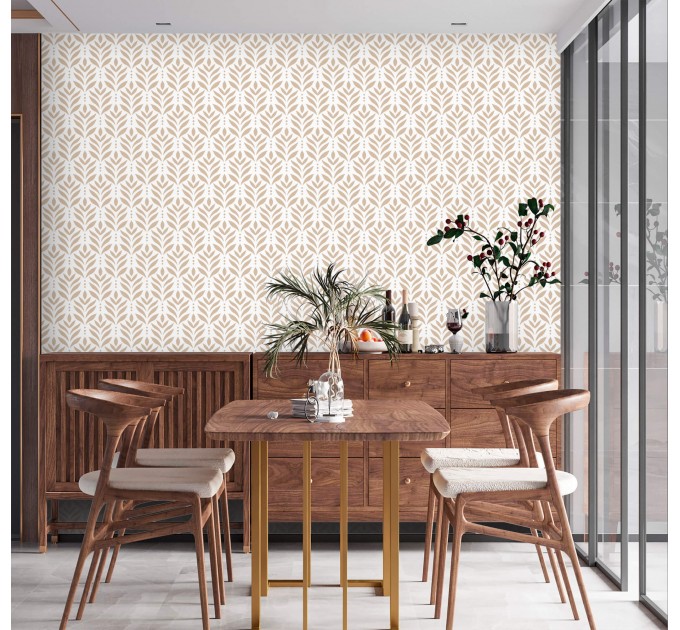 Modern boho leaf pattern wallpaper