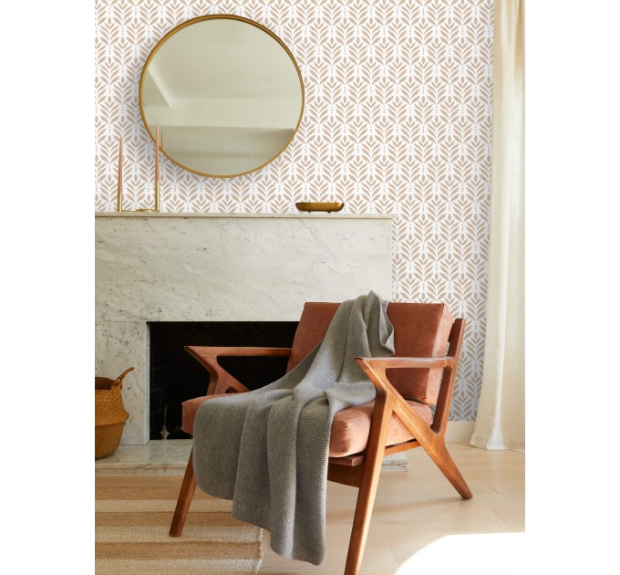 Modern boho leaf pattern wallpaper