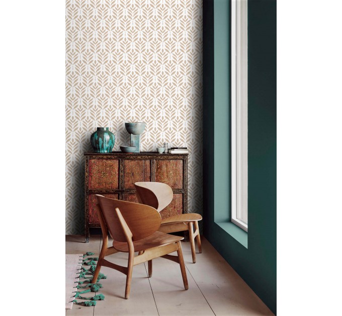 Modern boho leaf pattern wallpaper