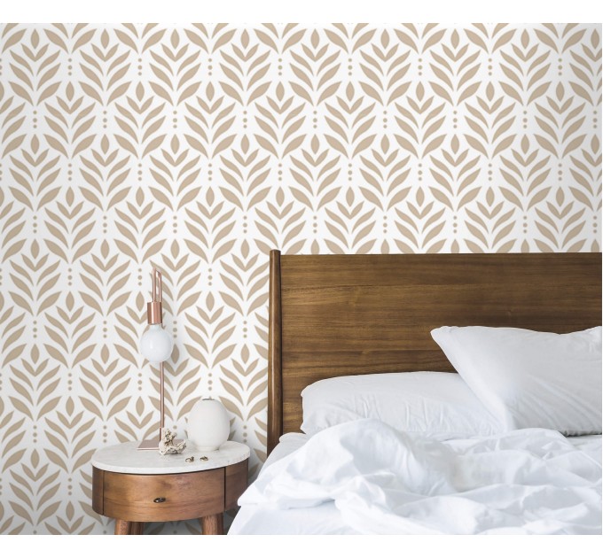 Modern boho leaf pattern wallpaper