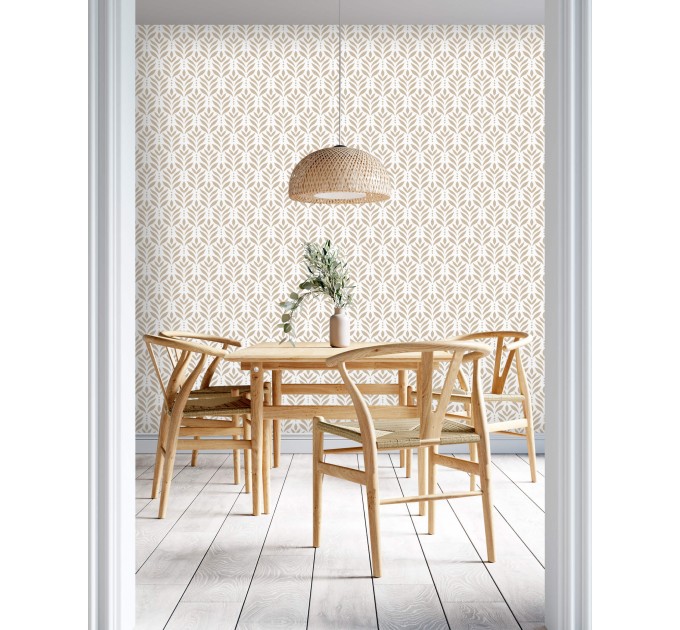 Modern boho leaf pattern wallpaper