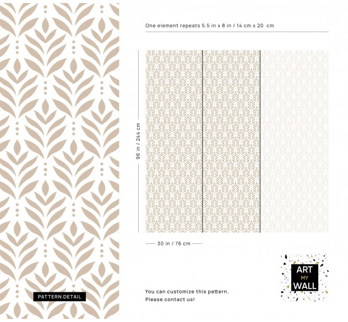 Modern boho leaf pattern wallpaper